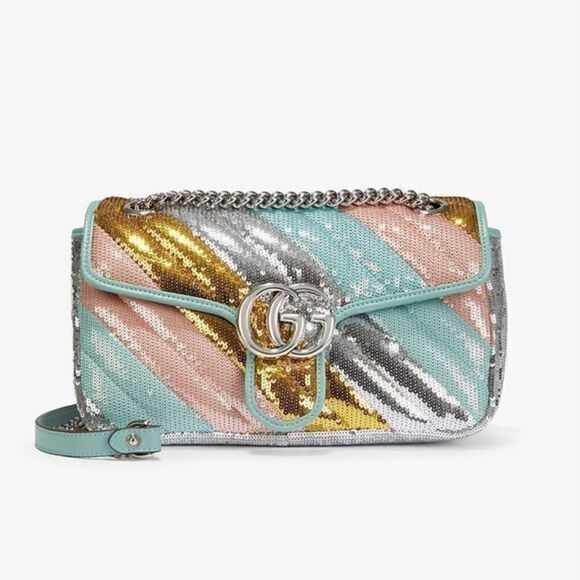 GUCCI Marmont Sequin Shoulder Leather Handbag - Picture 1 of 16